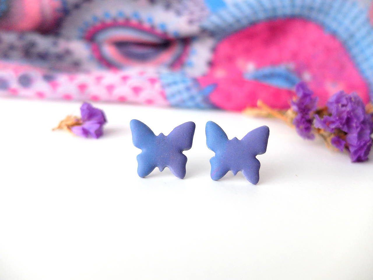 Náušnice Motýle modro fialové