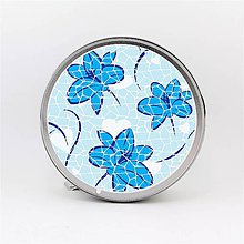 Úložné priestory & Organizácia - Plechová krabička okrúhla mozaika modrý kvet - 8019142_