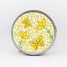 Úložné priestory & Organizácia - Plechová krabička okrúhla mozaika žltý kvet - 8019826_
