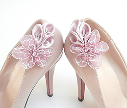 Ponožky, pančuchy, obuv - Staroružové vintage kvetinkové klipy na topánky - 8020796_