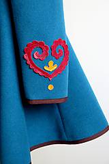 Bundy a kabáty - folk kabát s ornamentami - petrolejový - 8025851_