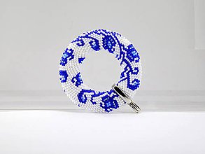 Náhrdelníky - Háčkovaný prívesok Donut Modrá ruža - 8025246_