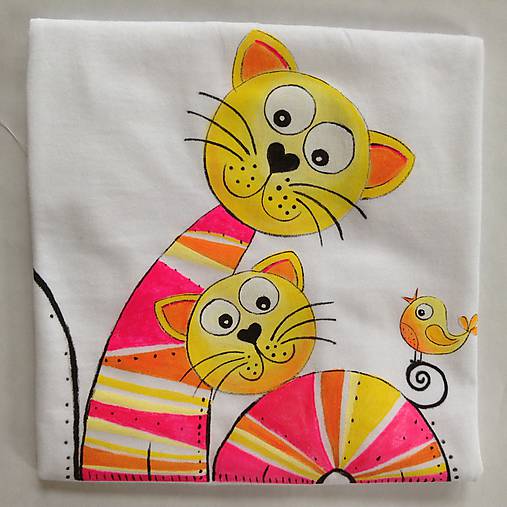 Maľované tričko pre veľkú sestru s motívom mačiek