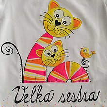 Detské oblečenie - Maľované tričko pre veľkú sestru s motívom mačiek - 8025306_