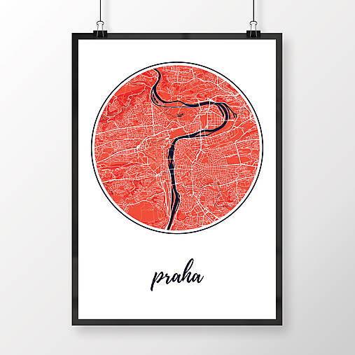 Obrazy - PRAHA, okrúhla, červená - 8031175_