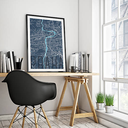 Obrazy - PRAHA, elegantná, tmavomodrá - 8031203_