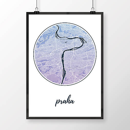 Obrazy - PRAHA, okrúhla, modro-fialová - 8031213_