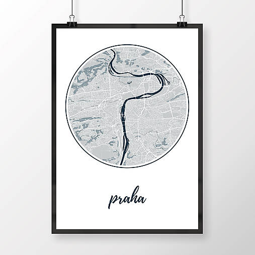 Obrazy - PRAHA, okrúhla, svetlomodrá - 8031236_