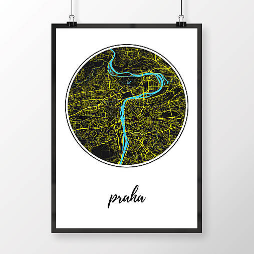 Obrazy - PRAHA, okrúhla, čierna - 8031317_