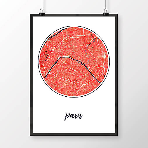 Obrazy - PARÍŽ, okrúhly, červený - 8031420_