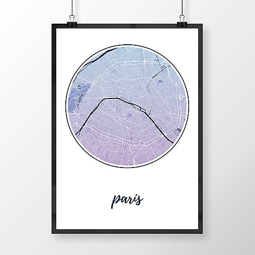 Obrazy - PARÍŽ, okrúhly, modro-fialový - 8031477_