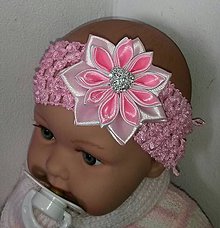 Detské doplnky - Ružová elastická čelenka so srdiečkom - 8028700_