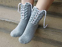 Ponožky, pančuchy, obuv - šnurovačky - svetlo šedé (v.38-40) - 8030960_