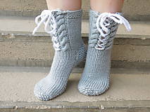 Ponožky, pančuchy, obuv - šnurovačky - svetlo šedé (v.38-40) - 8030961_
