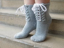 Ponožky, pančuchy, obuv - šnurovačky - svetlo šedé (v.38-40) - 8030962_