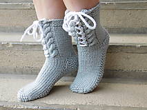 Ponožky, pančuchy, obuv - šnurovačky - svetlo šedé (v.38-40) - 8030963_