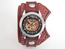 Náramky - Kožené hodinky hnedé nesymetrické - 8046480_