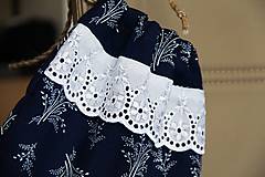 Úžitkový textil - vrecko "modrotlač s bielou krajkou" - 8048350_