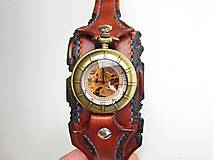 Náramky - Steampunk hodinky, kožený remienok - 8050535_