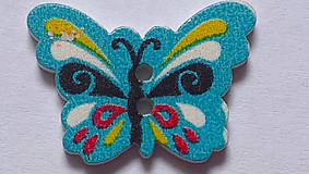 Galantéria - Drevený gombík Motýlik modrý - 8049921_