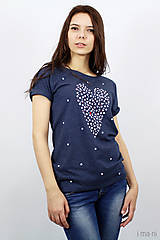 Topy, tričká, tielka - Dámske tričko modrý melír BODKOVANÁ (L) - 8049904_