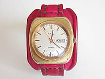 Náramky - Červený kožený remienok na hodinky PRIM - 8052429_