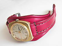 Náramky - Červený kožený remienok na hodinky PRIM - 8052433_