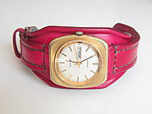 Náramky - Červený kožený remienok na hodinky PRIM - 8052434_