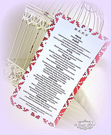 Papiernictvo - Svadobné menu "Svadobná výšivka" - 8051853_