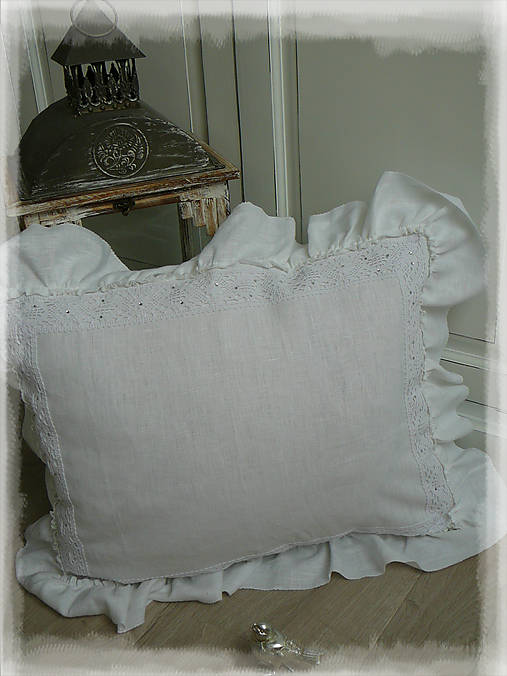 Úžitkový textil - Lněný povlak v italském stylu 40x60cm - 8054145_