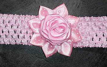 Detské doplnky - Detská elastická čelenka ružová s ružou - 8055961_