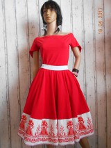 Šaty - Floral Folk " Červené ľudové " šaty - 8060615_