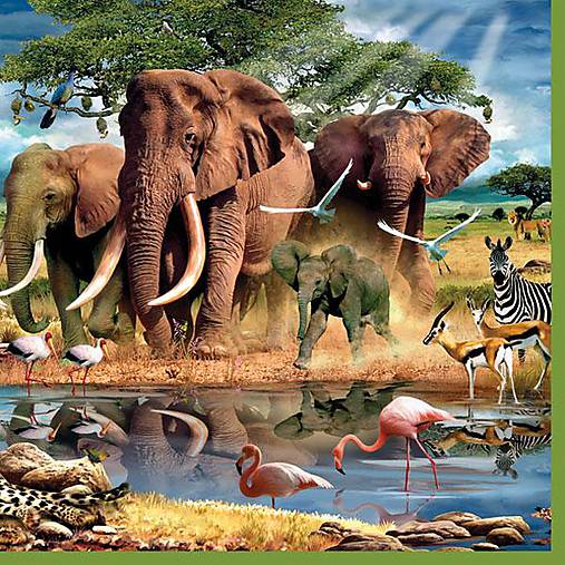 Papier - Servítka Slony a zvieratá 4ks (S50) - 8068539_