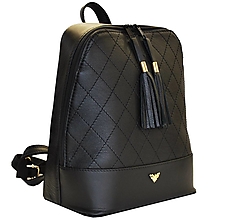 Batohy - Štýlový dámsky kožený ruksak z prírodnej kože v čiernej farbe - 8071940_