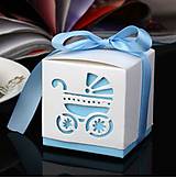 Obalový materiál - Darčekové krabičky s kočíkom modré - 8077763_
