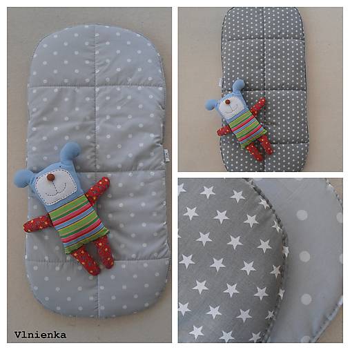 Detský textil - Podložka do hlbokej vaničky obojstranná na mieru Hviezdička a Bodka sivá - 8081062_