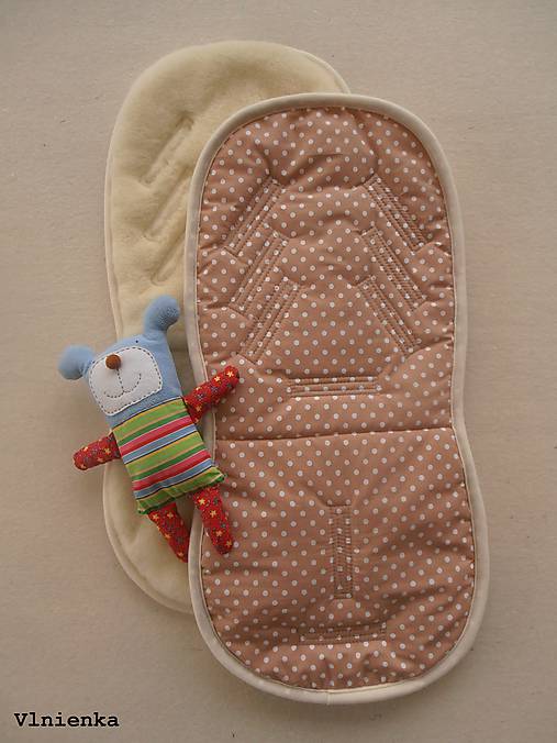 Detský textil - Bodkovaná univerzálna podložka 3 v 1 do kočíka/ autosedačky/ vaničky 100% MERINO Top celoročná obojstranná Bodká krémová - 8081390_