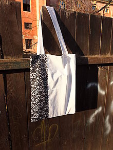 Nákupné tašky - bílá taška s krajkou - 8079874_