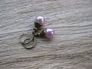 Náušnice - Perly v bronze (Svetlo fialové perly v bronze č.878) - 8080830_