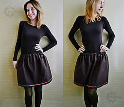 Sukne - Jolly Basic - čokoládová sukňa so stuhou - 8085060_
