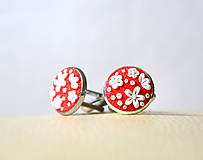 Pánske šperky - Folk manžetové gombíky červené - Aničkin milý - 8091532_