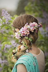 Ozdoby do vlasov - Romantický kvetinový pletenec - 8096248_