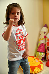 Detské oblečenie - Detské tričko s ľudovým motívom Jablonické vtáča - 8094101_