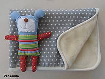 Detský textil - Ovčie rúno deka 100% MERINO TOP s kašmírom Hviezdička sivá - 8097493_