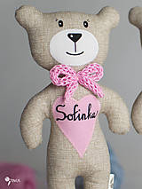 Hračky - macko s menom na ružovom a modrom srdiečku - 8100499_
