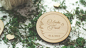 Darčeky pre svadobčanov - Drevená magnetka pre svadobčanov, 6 cm - 8105088_