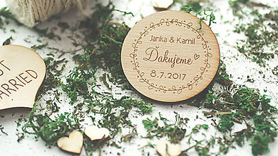 Darčeky pre svadobčanov - Drevená magnetka pre svadobčanov, 6 cm - 8105047_