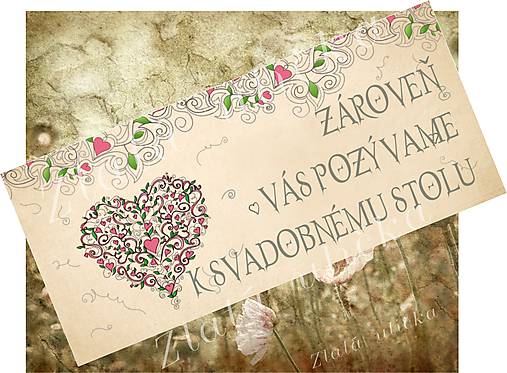 Papiernictvo - Pozvanie ku svadobnému stolu - srdiečko - 8106516_