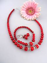 Sady šperkov - červený koral striebro Ag925 súprava náhrdelník náramok náušnice - 8118775_