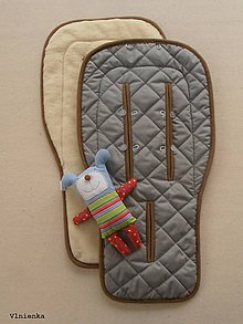 Detský textil - Ovčie rúno podložka do kočíka BUGABOO s ozdobným prešitím ELEGANT GREY Sivá /šedá bavlna - 8123440_